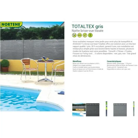 Brise-vue Nortene Totaltex Gris 1x10m - Gris 2 Brise-vue Nortene Totaltex Gris 1x10m - Gris – Image 2