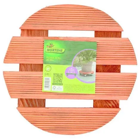 NORTENE Support à Roulettes Bois FSC Lasuré FLORA ROLL LASURE - Ø 30 Cm - Brun 3 NORTENE Support à Roulettes Bois FSC Lasuré FLORA ROLL LASURE - Ø 30 Cm - Brun – Image 3