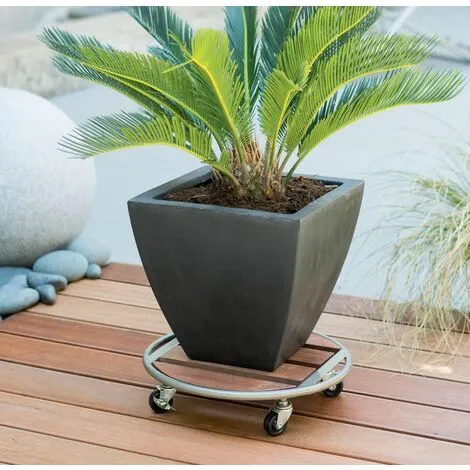 Nortene Support à Roulettes Bois Et Métal "Flora Roll Metal Wood" - 35 Cm 2 Nortene Support à Roulettes Bois Et Métal "Flora Roll Metal Wood" - 35 Cm – Image 2